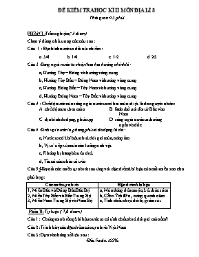 Đề kiểm tra học kì II môn Địa lí 8 (Có đáp án)